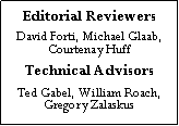 Text Box: Editorial ReviewersDavid Forti, Michael Glaab, Courtenay HuffTechnical AdvisorsTed Gabel, William Roach,   Gregory Zalaskus