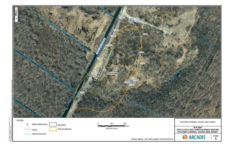 Site 34 - Map of the Monitoring Well Installation and Groundwater sampling 10/22/2010